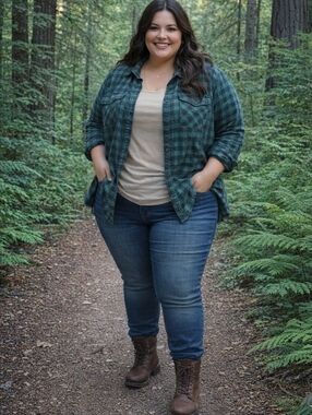 Torrid Green Plaid Long-Sleeve Shirt - Casual Button-Up Women's Plus Size 4XL